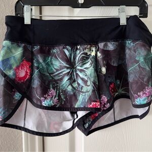 lululemon athletica Floral Athletic Shorts - Black and Green